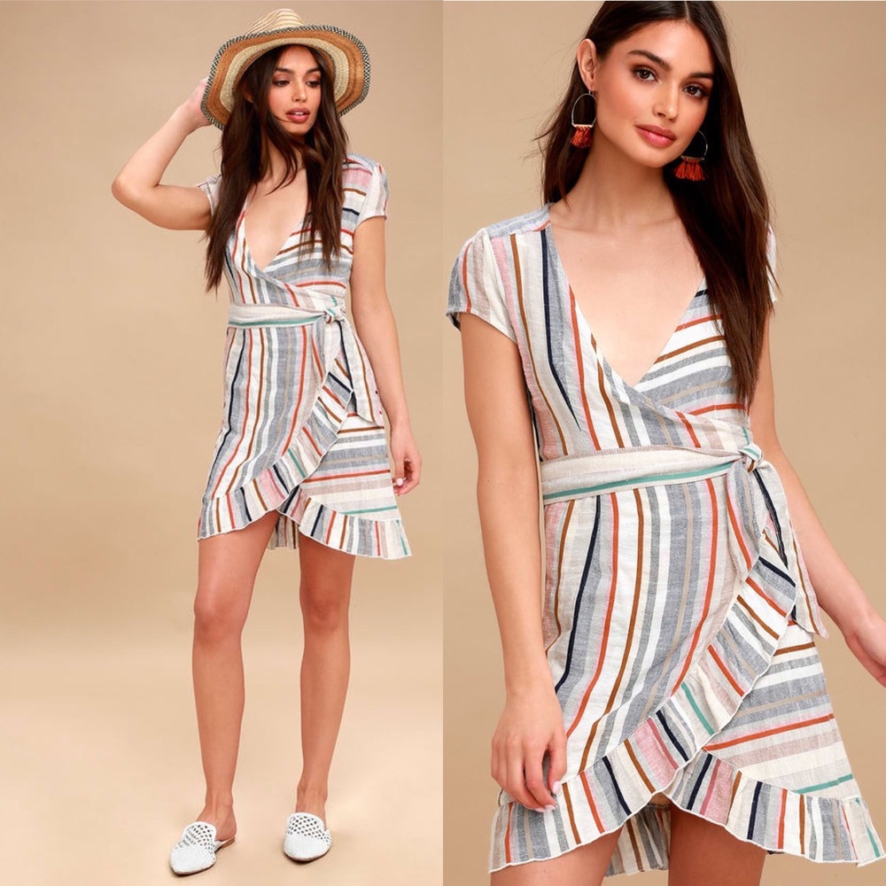 Free people Wrap It Up Multi Stripe Wrap Dress✨NWT